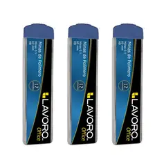 LAVORO - Pack 3 Tubos Mina HB Polímero 0.5, 0.7 O 0.9mm 12 Unid. - Gris oscuro