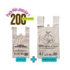 GENERICO - Bolsa Tipo Camiseta Pack Popular Compostable y Biodegradable