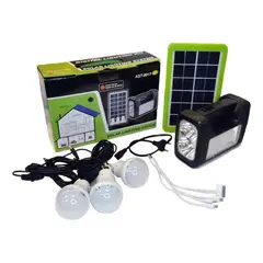 GENERICO - Kit Emergencia Camping Solar 3 Ampolletas Linterna+radio Mp3 Color Negro
