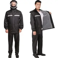 GENERICO - Traje De Agua Negro Impermeable Motociclista Reflectante Talla L