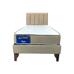 GENERICO - CAMA BEIGE + RESPALDO TUBULAR 15P LINO