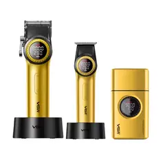 VGR - Barber Combo Cortapelo V001 + Patillera V977+ Shaver V377 Gold