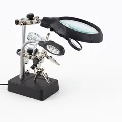 GENERICO - Lupa Brazo Escritorio Soporte Pinza Luz Led Tercera Mano