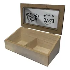 OEM - Caja De Té Mediana De Madera 2 Espacios Inclinada
