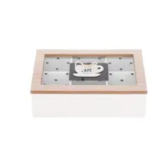 GENERICO - Caja De Té Mediana De Madera 6 Espacios Puntos