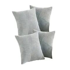 GENERICO - SET DE 4 FUNDAS DE COJIN FELPA GRIS