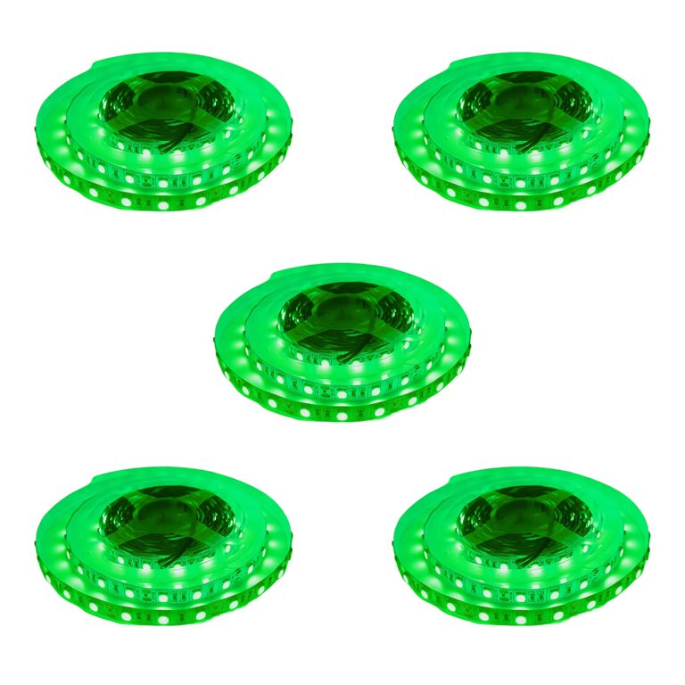 5 Cintas Led Verde 12V 4040 5mt Súper Eficiente