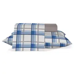 TEKA - Juego de Sabanas Estampadas 150 Hilos 2 Plazas 100% Algodón Tartan