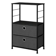 GENERICO - Comoda de 2 Cajones Metalica Negra MDF