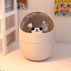 HOMESTAR - Mini papelera de escritorio gato gris humo