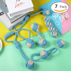 MASCO TODO - Set 7 Juguetes Mascotas Perro Bola, Cuerdas Nudos En Algodón