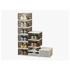 GENERICO - Zapatera Plegable 6 Niveles Una Pieza Firme Cajas De Zapatos GRIS