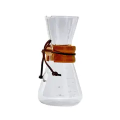 ORCUS - CAFETERA DE VIDRIO CHEMEX 3 TAZAS MANGO MADERA 400 ML