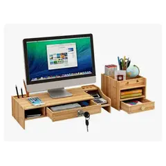 GENERICO - Elevador Base Soporte Monitor + Organizador De Escritorio