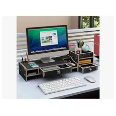 GENERICO - Elevador Base Soporte Monitor + Organizador De Escritorio