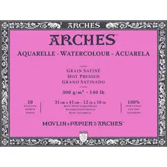 ARCHES - Block Acuarela 300gr Grano Satinado 20 Hojas 31x41 cm