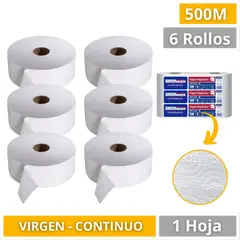 GENERICO - Papel Higiénico Jumbo Industrial Suave 500m 6 Rollos
