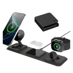 KBOD - Base Cargador Inalámbrico 3 en 1 Magsafe 15w W10 Plegable