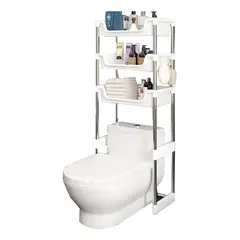 EVERSO - Estante Organizador De Lavadora Baño Metal Rack 3 Niveles Blanco