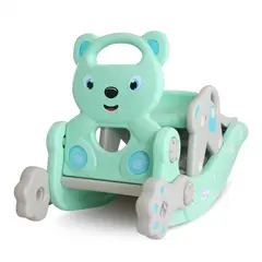 TATEE - Resbalín Plegable caballo mecedora 2 en 1 Para Niños azul