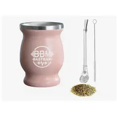 GENERICO - Taza De Con Bombilla Y Cepillos Set Acero Inoxidable 260ml