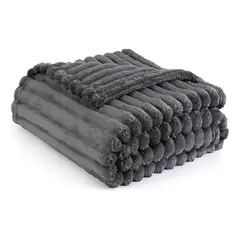 AZ AURAZEUS - Frazada Manta Piecera 130 X 150 Cm Termica Rayas Sherpa Aura Zeus
