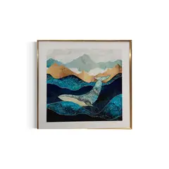 DEKAM DISEÑO - CUADRO DE PORCELANA BALLENA CON PIEDRA 60X60 CMS