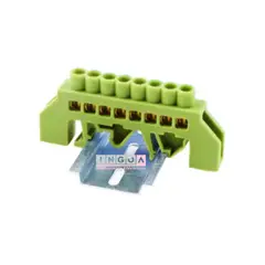 GENERICO - BARRA REPARTIDORA RIEL DIN 8 CONEXIONES AISLADA VERDE