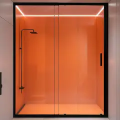 JOYTEK - Mampara Ajustable de Ducha LENS 140-160 cm TransparenteNegro