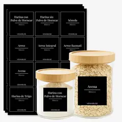 GENERICO - Etiquetas Despensa Organización Cocina Impermeables Negras