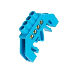 GENERICO - Barra Repartidora Riel Din 4 Conexiones Aislada Azul