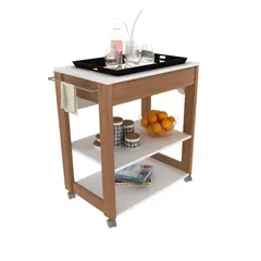 TECNOMOBILI - Carrito de bar 74x75x42cm almendra blanco