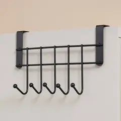 HOMESTAR - Gancho Colgador Sobre Puerta 5 Ganchos Acero Negro