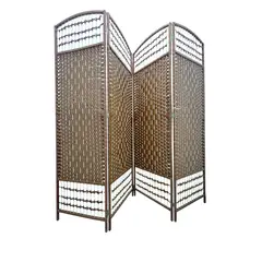 OEM - Biombo De Madera Resistente 4 Paneles Tejido H 200x180cm