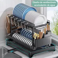 GENERICO - Secador Escurridor De Loza Platos Inoxidable 2 Niveles