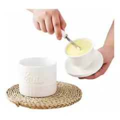 GENERICO - Mantequillera Francesa Mantequillero De Cerámica Con Agua