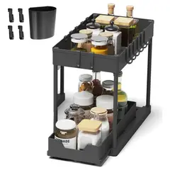 GENERICO - 2 Niveles Organizador Bajo Fregadero Deslizable Para Hogar