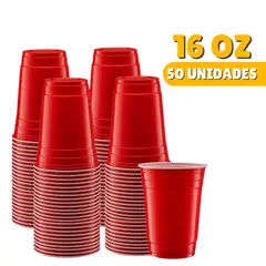 GENERICO - Vaso Plástico Rojo Americano 16oz 50 und Fiesta