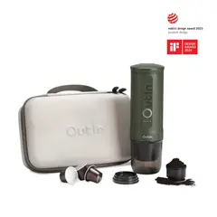 OUTIN - Cafetera Portátil Nano Verde Bosque + Funda Protectora