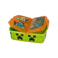 INTEK GAMES - Tupper Contenedor de minecraft hermético - Sandwichera con Divisiones