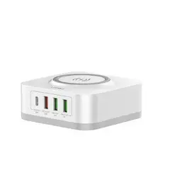 LDNIO - Estación de Carga 5 en 1 con Inalámbrico 15W - PD 20W + QC 18W + 2 USB-A - 32W Total - AW004