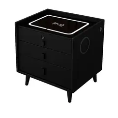 TODODESCUENTO - Velador Inteligente Carga Inalámbrica Bluetooth Luz- Negro