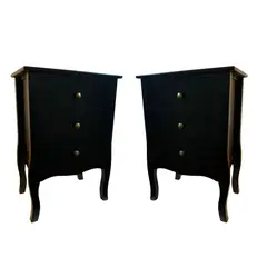 ITAHOME - SET 2 VELADORES DORMITORIO IMPERIA 3 CAJONES NEGRO