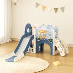 AUCKLAND OUTDOOR - Juego Resbalin Infantil Patio Aro Telescopio Tobogan Azul