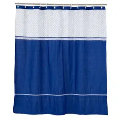 GENTILE - Cortina de baño Medida especial color azulino broderie 180×220 cms