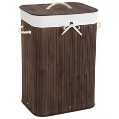 GENERICO - Canasto Para Ropa Rectangular Bambú 30x60x40cm Oscuro