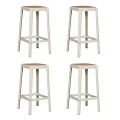 PLOS - Silla Piso Bar Taburete Pack X4 Altura 65 Cm Aliano Blanco