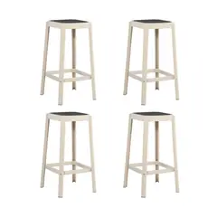 PLOS - Silla Piso Bar Taburete Pack X4 Altura 65 Cm Aliano Blanco
