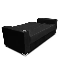 GENERICO - Sofa Cama Color Negro Felpa Con porta Vasos
