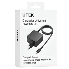 UTEK - Cargador Universal USB-C para Smartphone y Notebook 65W SEC